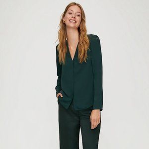 Aritzia Babaton Power Blouse in Hunter Green